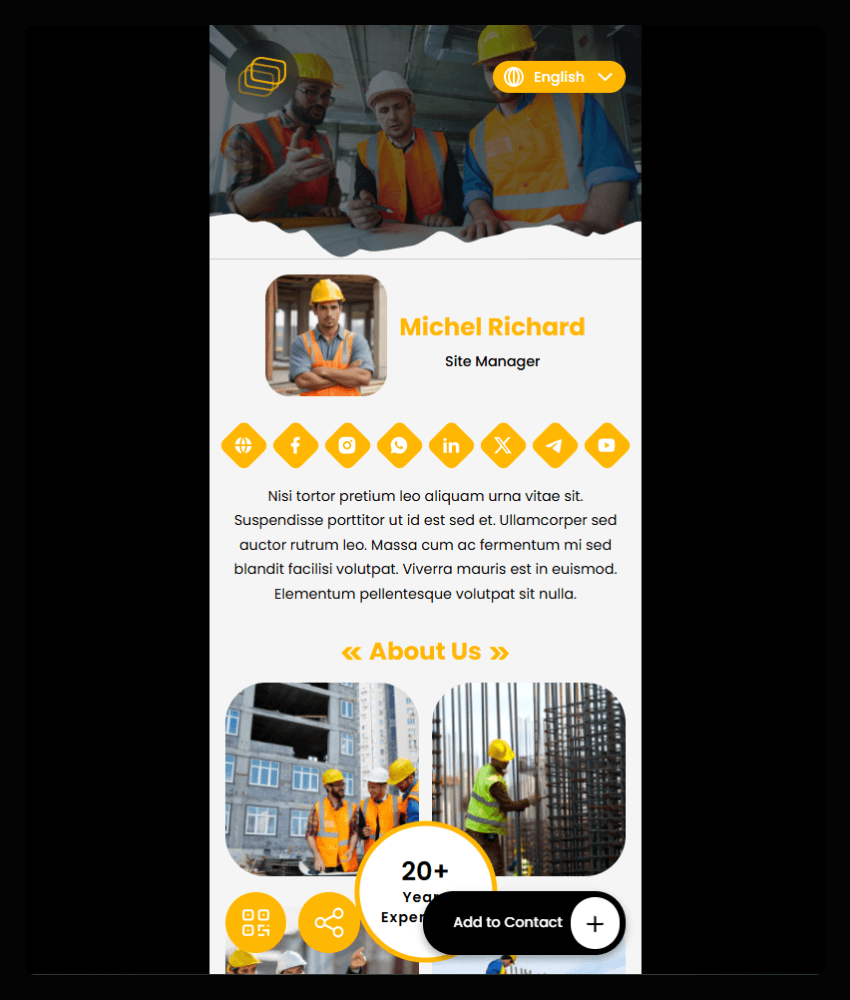 Construction 2 website template preview