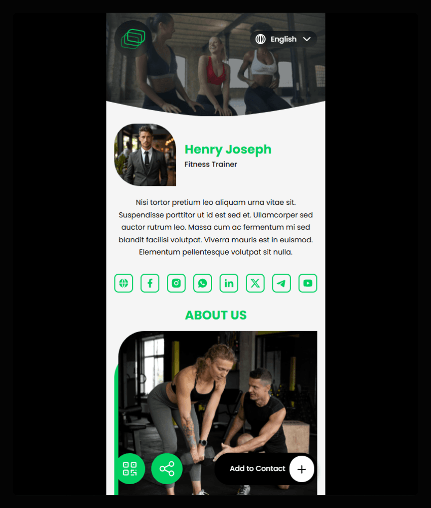 Fitness website template preview