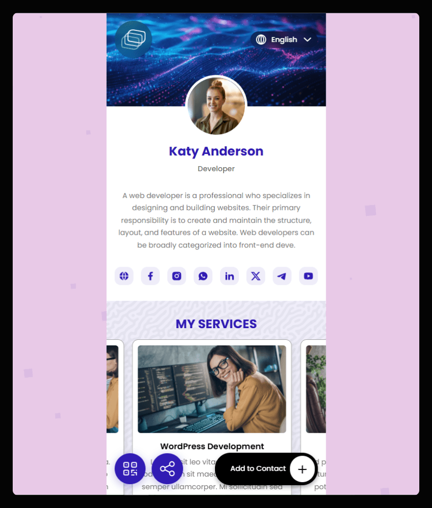 Freelancer website template preview