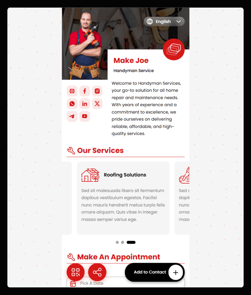 Handyman website template preview