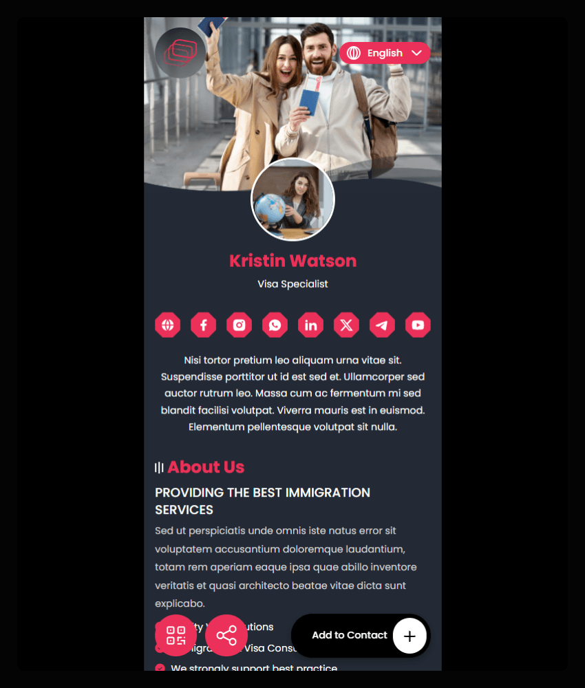 Immigration website template preview