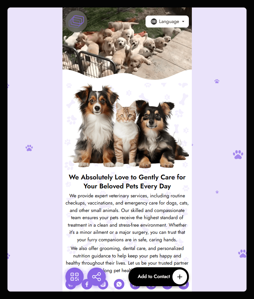 Pet Clinic website template preview