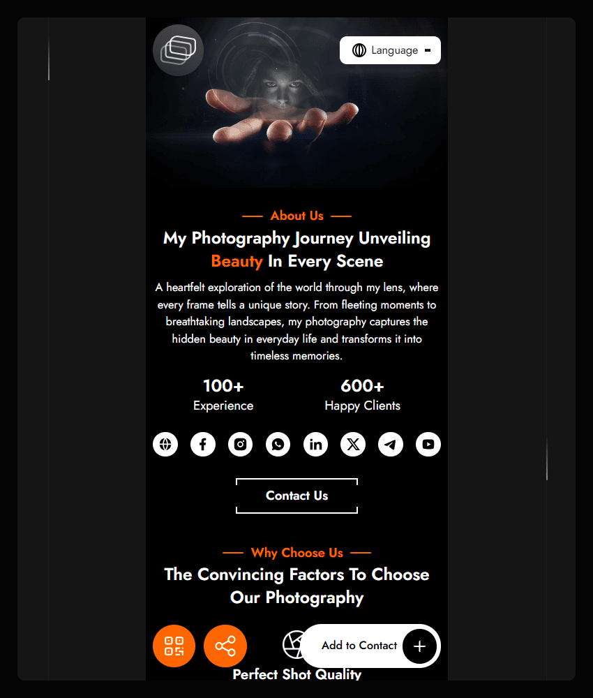Photography website template preview