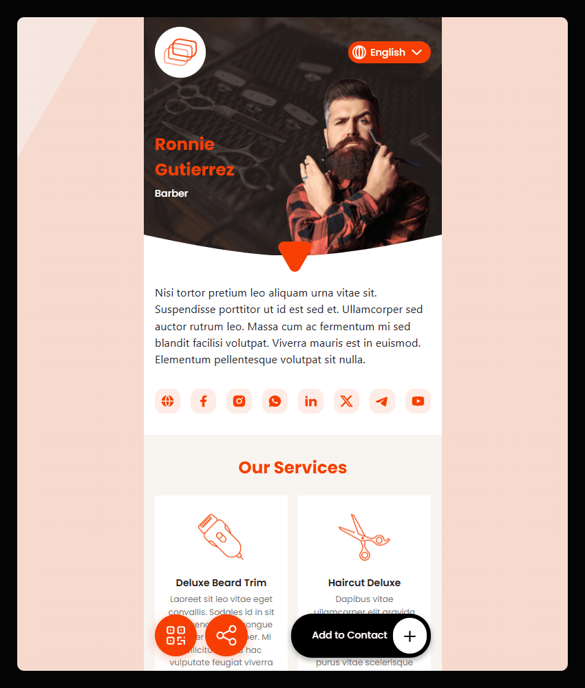 Salon website template preview